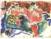 Ernst Ludwig Kirchner Two women at a couch oil painting reproduction